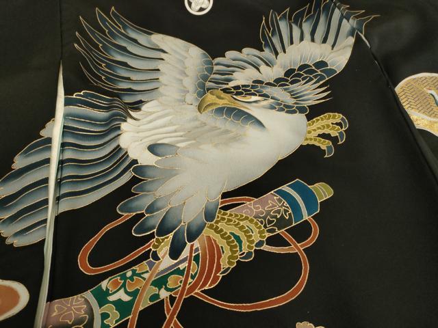 平和屋着物[]お宮参り　男の子　祝着　産着　初着　のしめ　鷹　青海波　金銀彩　逸品　AABE2372ja