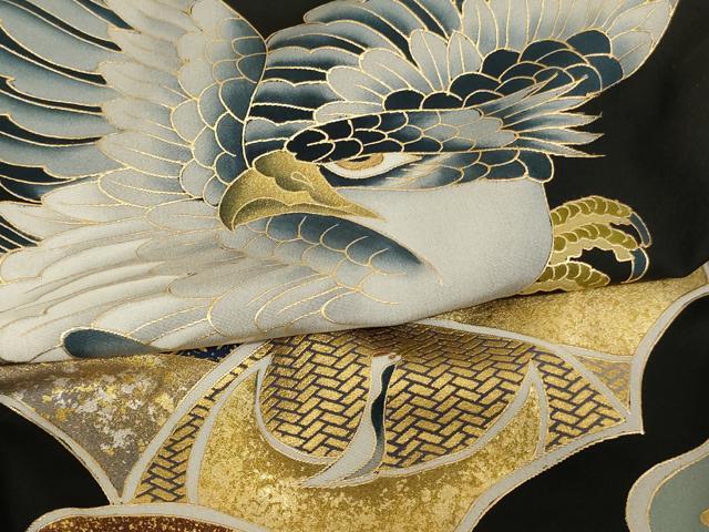 平和屋着物[]お宮参り　男の子　祝着　産着　初着　のしめ　鷹　青海波　金銀彩　逸品　AABE2372ja