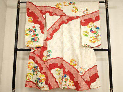 平和屋着物[]七五三　女の子　７歳　祝着　オンワード　駒刺繍　絞り　花丸文　逸品　AABE2376ja