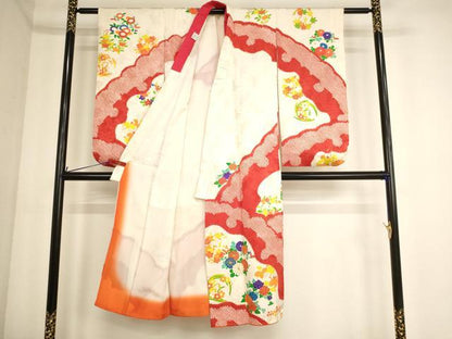 平和屋着物[]七五三　女の子　７歳　祝着　オンワード　駒刺繍　絞り　花丸文　逸品　AABE2376ja