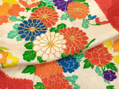平和屋着物[]七五三　女の子　７歳　祝着　オンワード　駒刺繍　絞り　花丸文　逸品　AABE2376ja