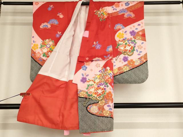 平和屋着物[]七五三　女の子　３歳　祝着　花車文　金彩　AABE2377ja