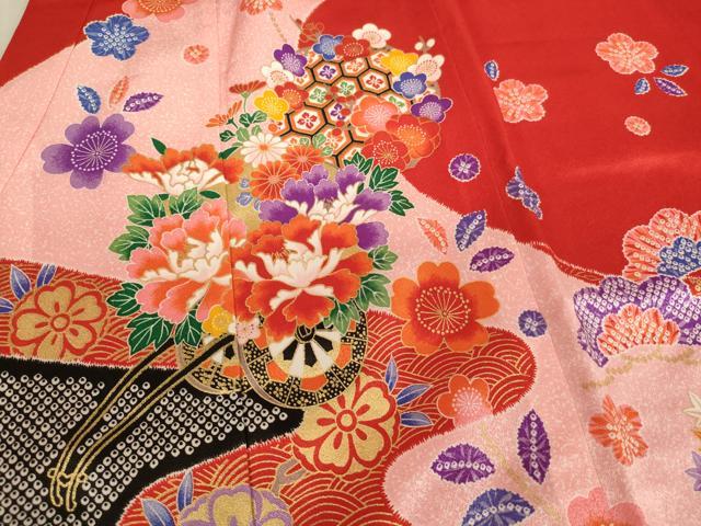 平和屋着物[]七五三　女の子　３歳　祝着　花車文　金彩　AABE2377ja