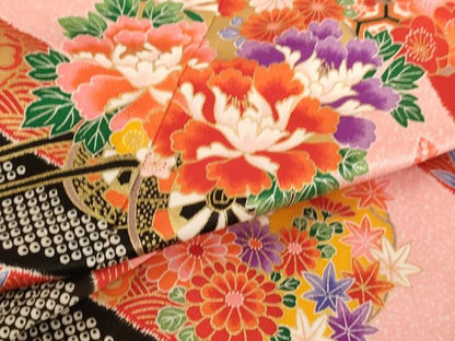 平和屋着物[]七五三　女の子　３歳　祝着　花車文　金彩　AABE2377ja