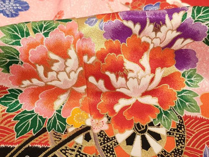 平和屋着物[]七五三　女の子　３歳　祝着　花車文　金彩　AABE2377ja