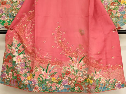 平和屋着物[]七五三　女の子　７歳　祝着　草花文　金銀彩　逸品　AABE2385ja