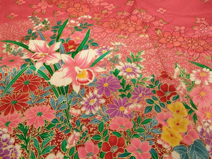 平和屋着物[]七五三　女の子　７歳　祝着　草花文　金銀彩　逸品　AABE2385ja