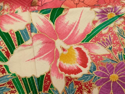 平和屋着物[]七五三　女の子　７歳　祝着　草花文　金銀彩　逸品　AABE2385ja