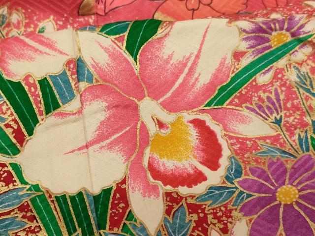 平和屋着物[]七五三　女の子　７歳　祝着　草花文　金銀彩　逸品　AABE2385ja