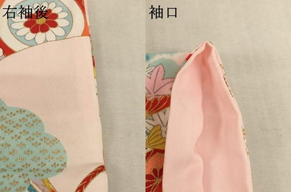 平和屋着物[]七五三　女の子　３歳　祝着　割付草花文　金彩　逸品　AABE2388ja