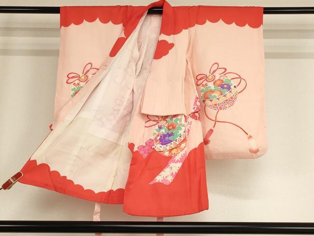 平和屋着物[]七五三　女の子　３歳　祝着　一つ身　鈴花文　金彩　逸品　AABE2389ja