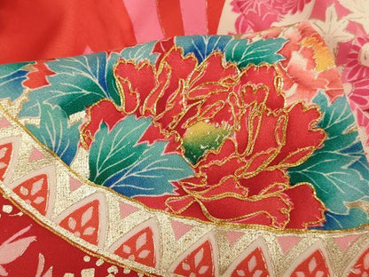 平和屋着物[]七五三　女の子　３歳　祝着　一つ身　鈴花文　金彩　逸品　AABE2389ja