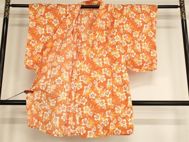 平和屋着物[]夏物 浴衣 子供 女の子 ハイビスカス AABE2391ja