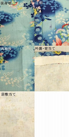 平和屋着物∵子供　女の子　小紋　単衣　草花文　暈し染め　AABE2398ja