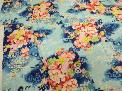 平和屋着物∵子供　女の子　小紋　単衣　草花文　暈し染め　AABE2398ja