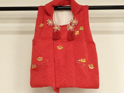 平和屋着物[]七五三　女の子　３歳　被布　総刺繍　鴛鴦文　金糸　逸品　AABE2399ja