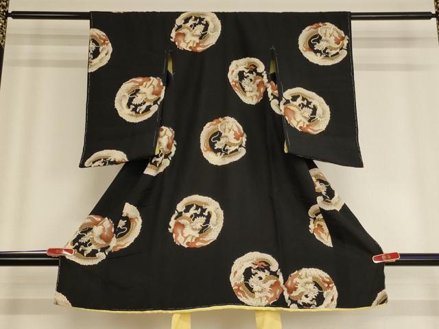 平和屋着物[]お宮参り　男の子　祝着　産着　初着　のしめ　龍　黒地　逸品　AABE2402ja