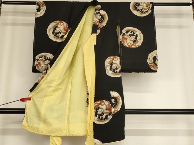 平和屋着物[]お宮参り　男の子　祝着　産着　初着　のしめ　龍　黒地　逸品　AABE2402ja