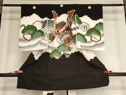 平和屋着物[]お宮参り 男の子 祝着 産着 初着 のしめ 兜松文 金彩 逸品 AABE2405ja