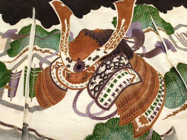 平和屋着物[]お宮参り　男の子　祝着　産着　初着　のしめ　兜松文　金彩　逸品　AABE2405ja