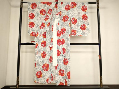 平和屋着物[]夏物 浴衣 子供 女の子 洋花文 薔薇 バラ AABE2406ja
