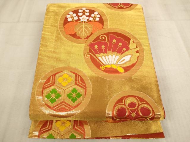 平和屋着物[]七五三　女の子　７歳　祝着　四つ身　袋帯セット　花鼓文　暈し染め　金彩　逸品　AABE2422ja