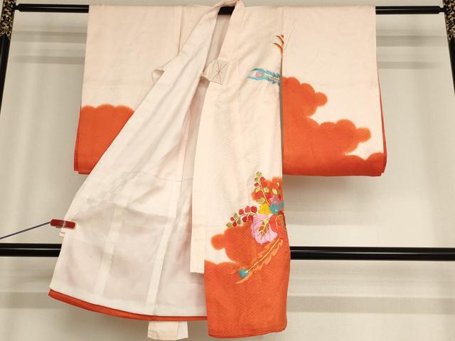 平和屋着物[]お宮参り　女の子　祝着　産着　初着　のしめ　総刺繍　鳳凰花文　暈し染め　金銀糸　逸品　AABE2426ja
