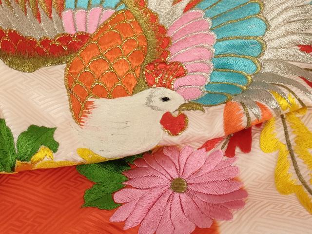 平和屋着物[]お宮参り　女の子　祝着　産着　初着　のしめ　総刺繍　鳳凰花文　暈し染め　金銀糸　逸品　AABE2426ja
