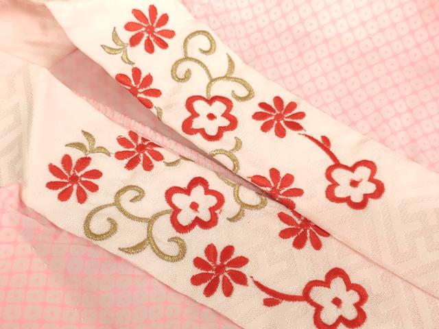 平和屋着物[]七五三　女の子　７歳　祝着　四つ身　長襦袢(無双仕立て・半衿刺繍)・袋帯セット　草花文　暈し染め　金彩　逸品　AABE2428ja