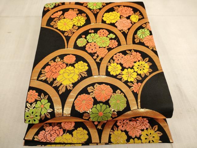 平和屋着物[]七五三　女の子　７歳　祝着　四つ身　長襦袢(無双仕立て・半衿刺繍)・袋帯セット　草花文　暈し染め　金彩　逸品　AABE2428ja