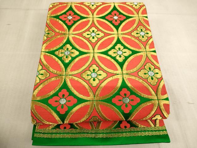 平和屋着物[]七五三　女の子　5歳　祝着　四つ身　袋帯セット　駒刺繍　御所車牡丹文　暈し染め　金彩　正絹　逸品　AABE2429ja