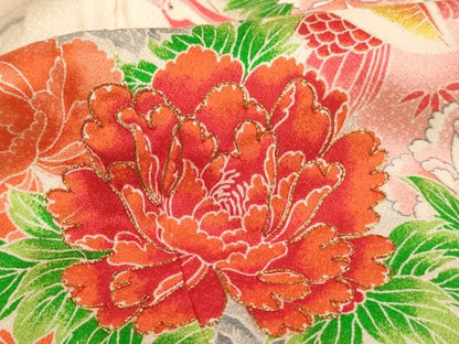 平和屋着物[]七五三　女の子　5歳　祝着　四つ身　駒刺繍　鴛鴦花文　暈し染め　逸品　AABE2432ja
