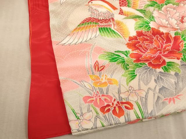 平和屋着物[]七五三　女の子　5歳　祝着　四つ身　駒刺繍　鴛鴦花文　暈し染め　逸品　AABE2432ja