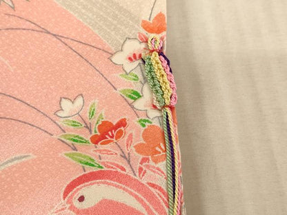 平和屋着物[]七五三　女の子　5歳　祝着　四つ身　駒刺繍　鴛鴦花文　暈し染め　逸品　AABE2432ja