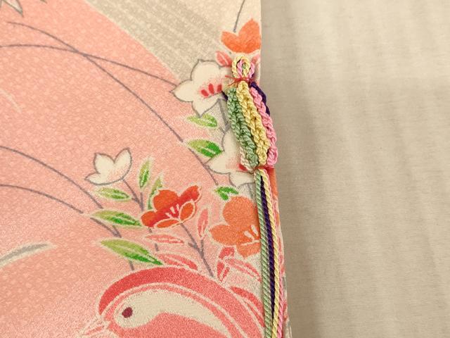 平和屋着物[]七五三　女の子　5歳　祝着　四つ身　駒刺繍　鴛鴦花文　暈し染め　逸品　AABE2432ja