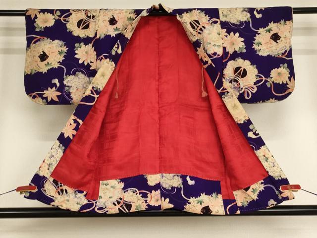 平和屋着物[]アンティーク　大正ロマン　子供　女の子　羽織　花鼓文　正絹　逸品　AABE2437ja
