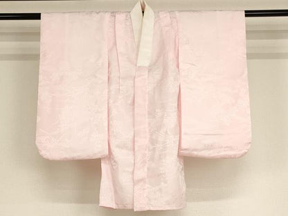 平和屋着物[]七五三　女の子　３歳　祝着　三つ身　長襦袢(無双仕立て)・被布セット　花蝶間道　金彩　逸品　AABE2438ja