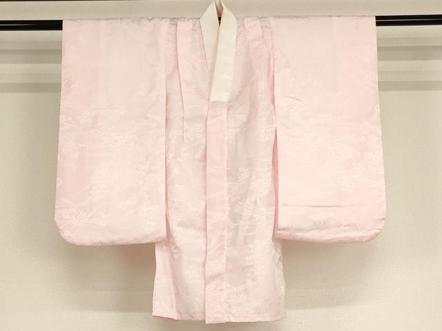 平和屋着物[]七五三　女の子　３歳　祝着　三つ身　長襦袢(無双仕立て)・被布セット　花蝶間道　金彩　逸品　AABE2438ja