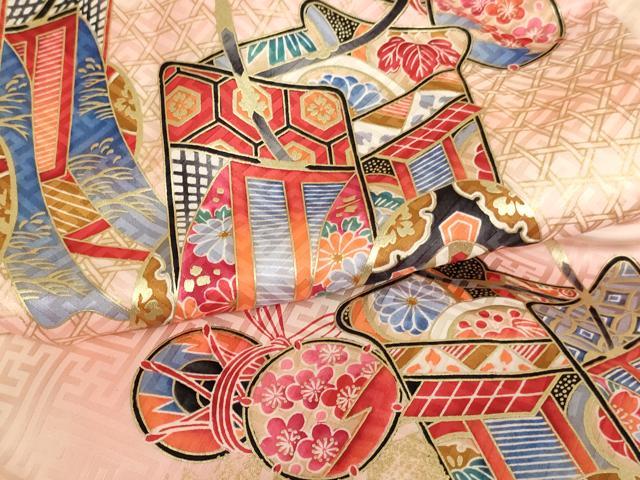 平和屋着物[]お宮参り　女の子　祝着　産着　初着　のしめ　御所車鼓文　暈し染め　金彩　逸品　AABE2439ja