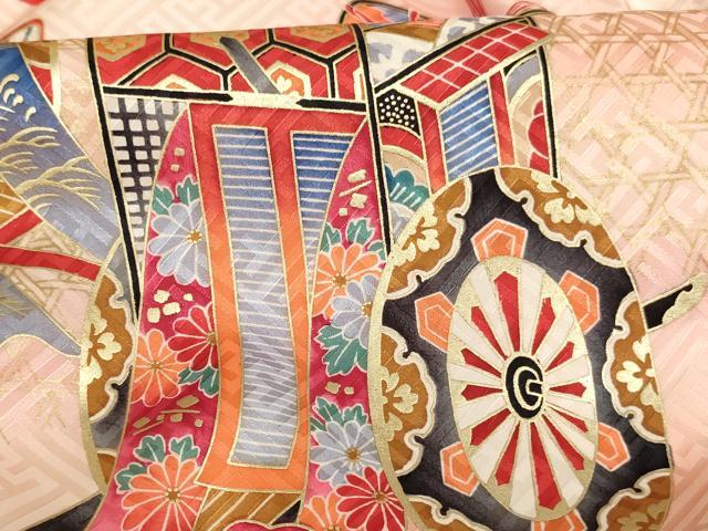平和屋着物[]お宮参り　女の子　祝着　産着　初着　のしめ　御所車鼓文　暈し染め　金彩　逸品　AABE2439ja