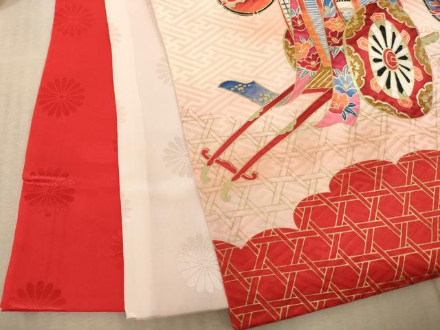 平和屋着物[]お宮参り　女の子　祝着　産着　初着　のしめ　御所車鼓文　暈し染め　金彩　逸品　AABE2439ja