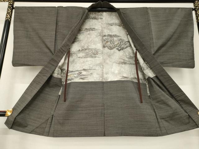 平和屋着物●男性　本場大島紬　アンサンブル　格子　正絹　逸品　AABE2442ck