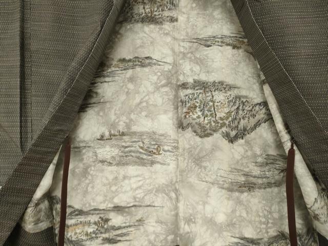 平和屋着物●男性　本場大島紬　アンサンブル　格子　正絹　逸品　AABE2442ck