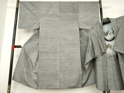 平和屋着物●男性　紬　アンサンブル　霞文　正絹　逸品　AABE2459ck