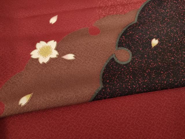 平和屋着物●小振袖　二尺袖　雪輪花文　金彩　正絹　逸品　AABE2467ck