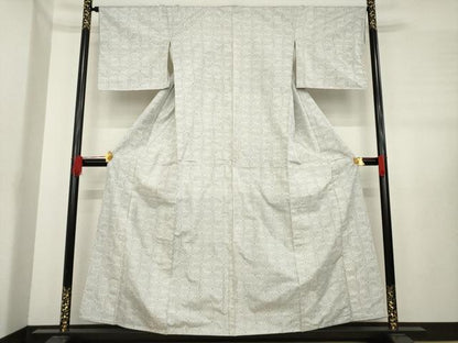 平和屋着物●上質な紬　麻の葉文様　正絹　逸品　AABE2477ck