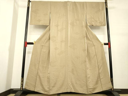 平和屋着物●上質な色無地　菱繋ぎ地紋　空五倍子色　正絹　逸品　AABE2490ck