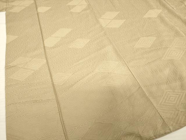 平和屋着物●上質な色無地　菱繋ぎ地紋　空五倍子色　正絹　逸品　AABE2490ck