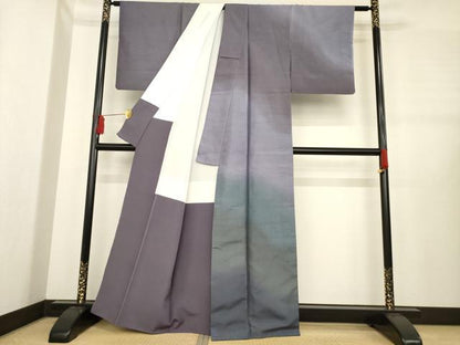平和屋着物●訪問着　紬地　霞文　暈し染め　正絹　逸品　AABE2492ck