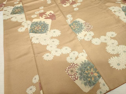 平和屋着物●上質な小紋　色紙重ね花文　菊　ロング丈　正絹　逸品　AABE2499ck